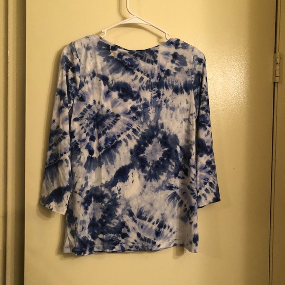 NWT Calvin Klein Keyhole Tie Dye Knit Blouse Size XS - Picture 7 of 9